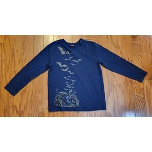 Boys Youth Size 8 (M) Blue Shirt long sleeve Haunted Bats